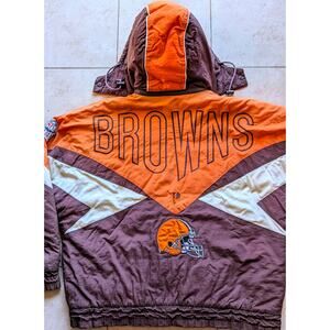Cleveland Browns 90s PRO PLAYER puffer jacket 2XL brown orange NFL vintage